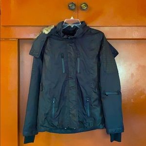 TOPSHOP Black Puffer Jacket With Faux Fur Trim